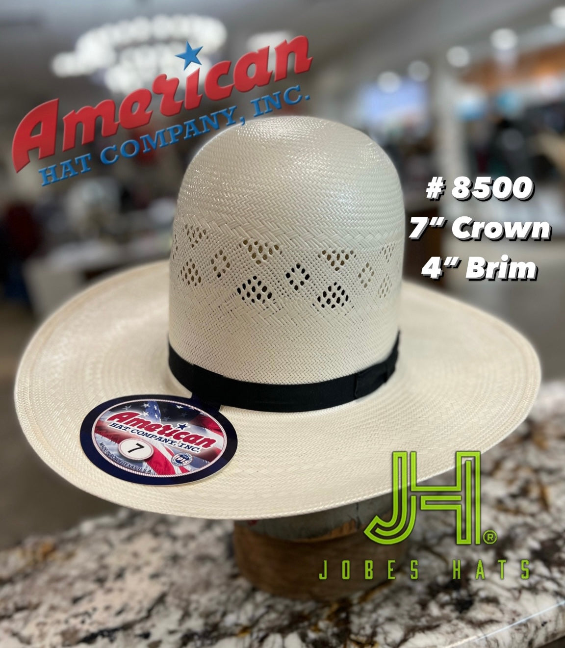 2021 American Hat 🇺🇸 #85007” Tall Crown R/O 4” brim - Jobes Hats