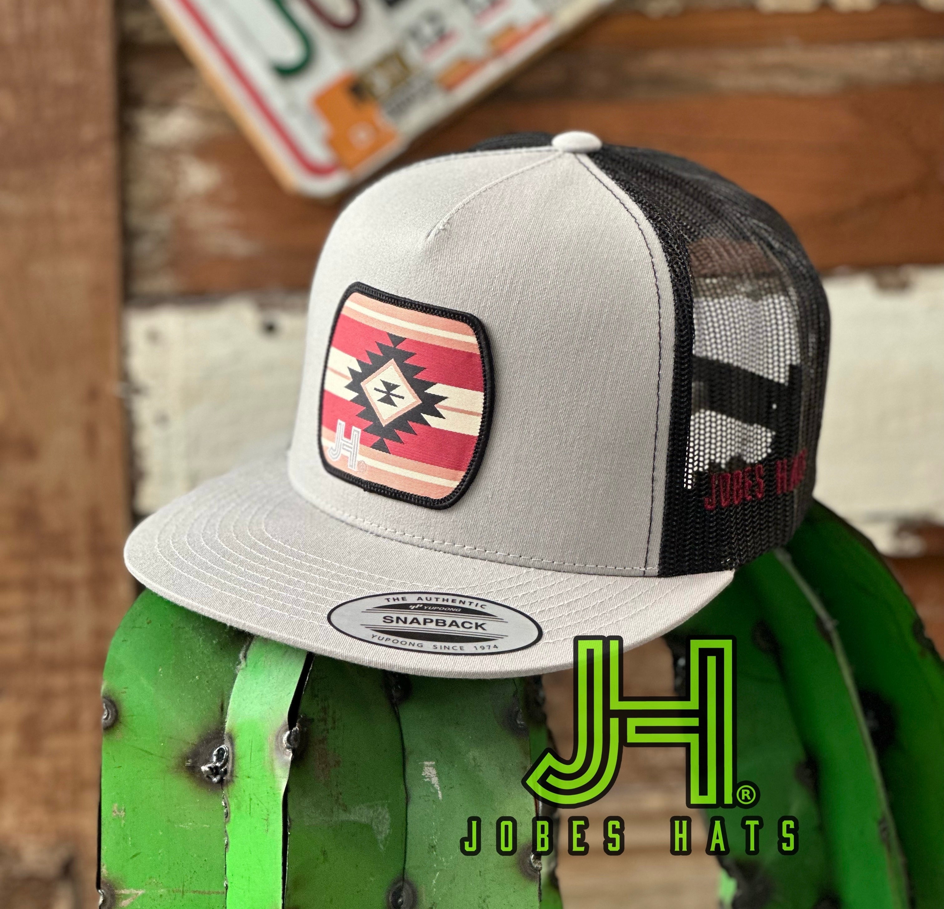 NEW 2023 Jobes Trucker Cap - Silver/Black Aztec Maroon patch - Jobes Hats