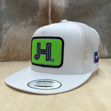 Jobes Hats Trucker -All white/ neon green patch (Limited) - Jobes Hats