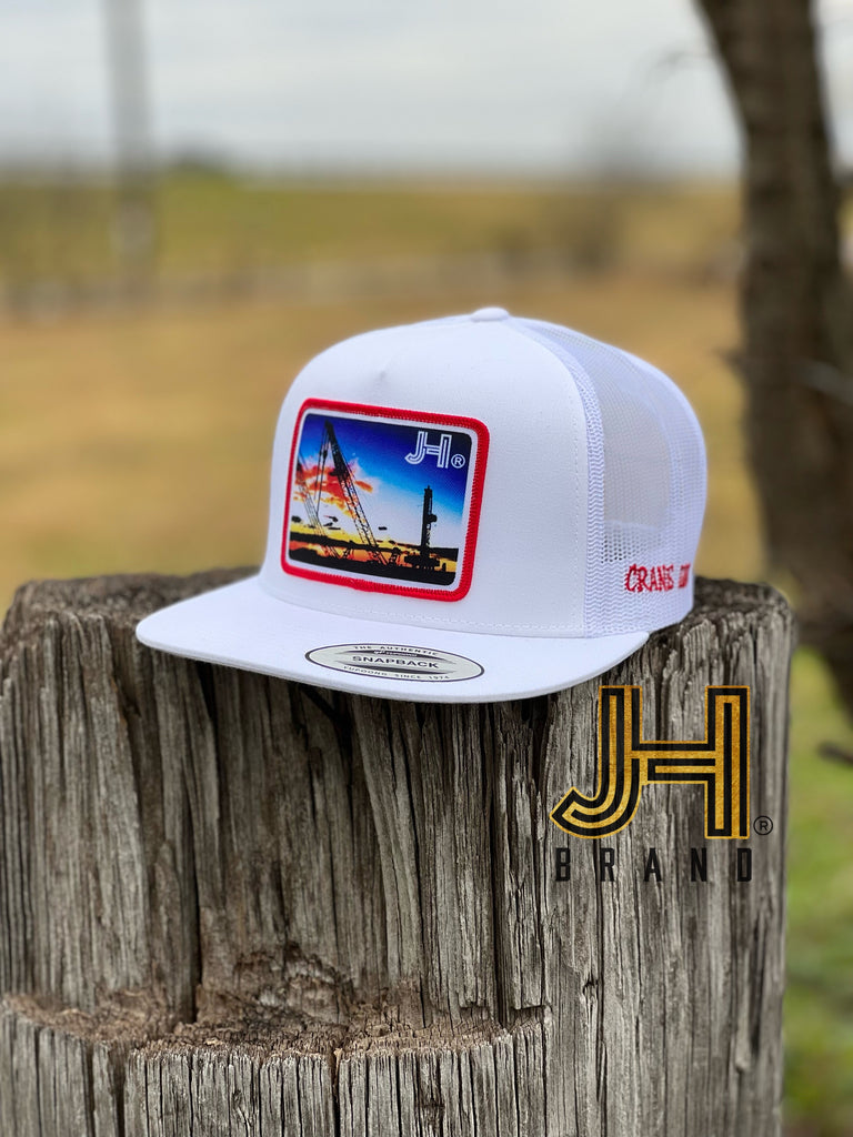 New 2022 Jobes Trucker Cap-  All White Crane Life Patch - Jobes Hats