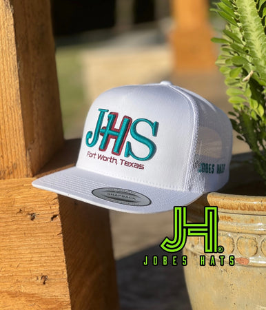 New 2022 Jobes Hats Trucker - All White JHS 3D Turquoise - Jobes Hats