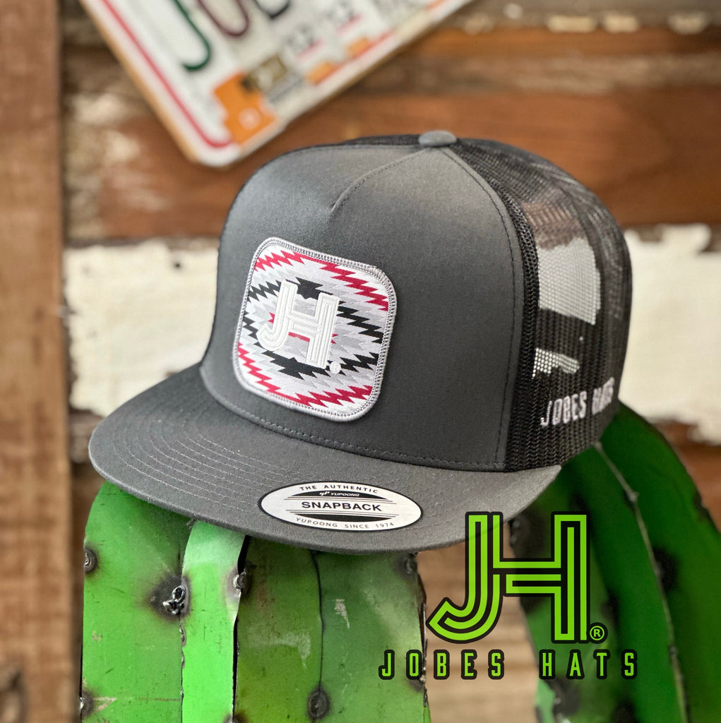 New 2023 Jobes Hats Trucker Cap -All Grey Zig Zag Patch - Jobes Hats