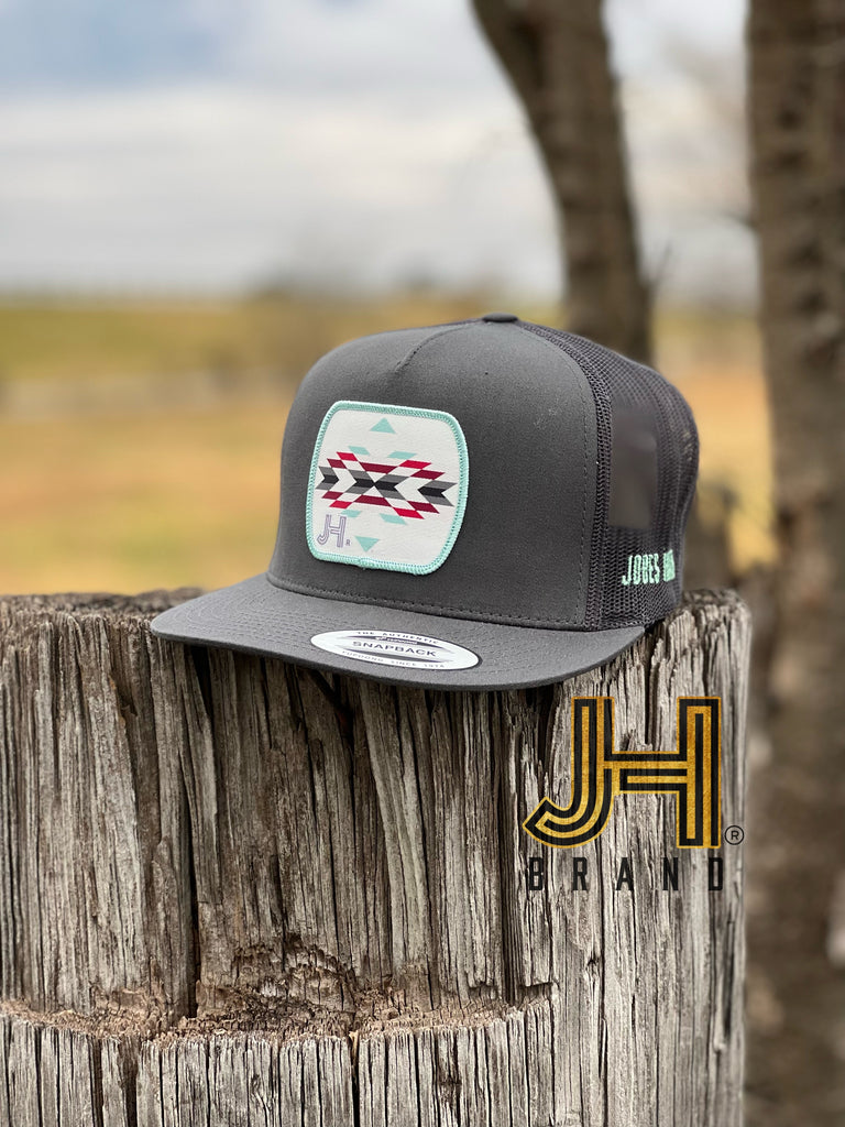 New 2022 Jobes Trucker Cap- All Charcoal Mint Aztec Patch - Jobes Hats