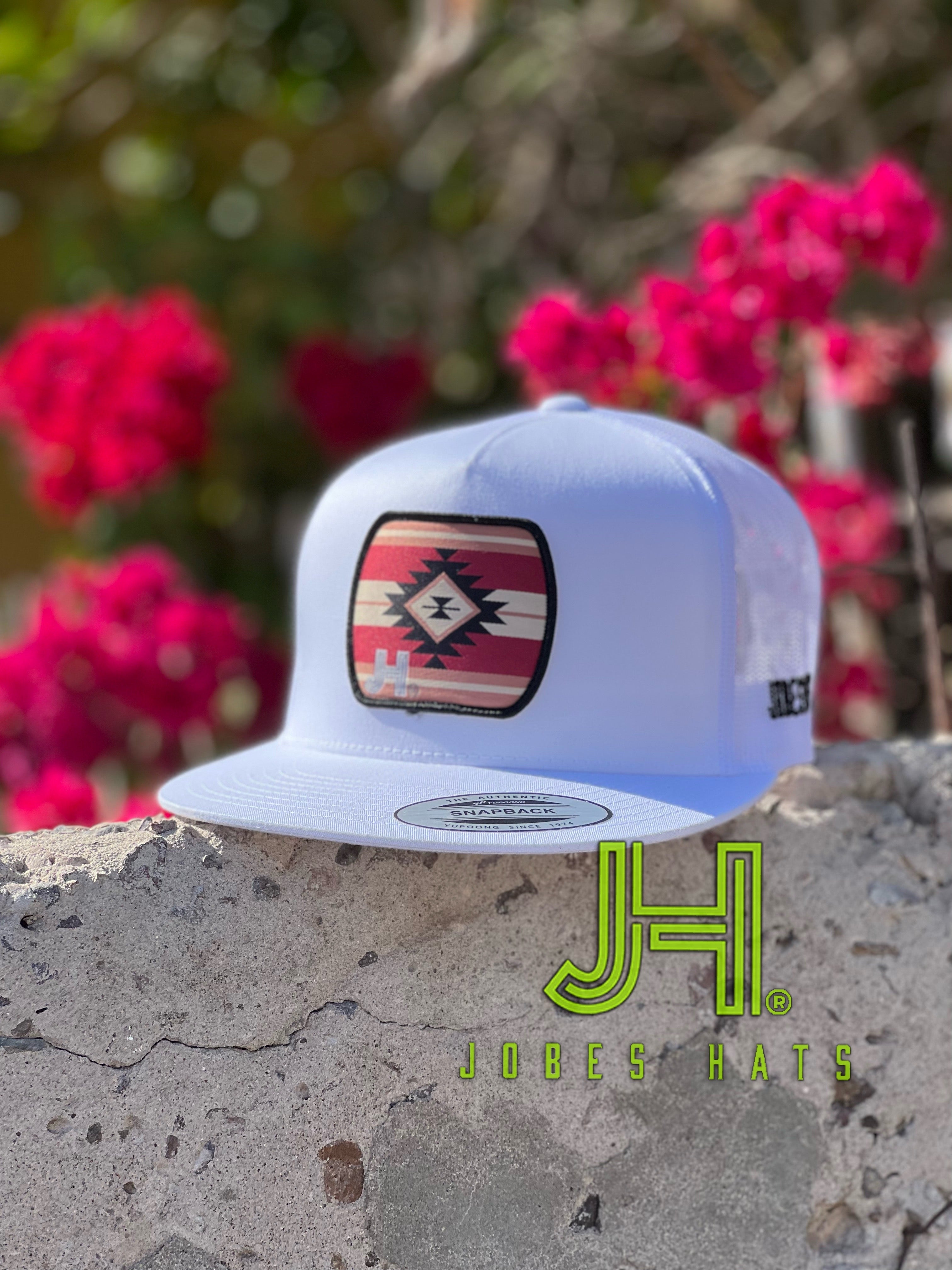 New 2022 Jobes Trucker Cap- All White Maroon Aztec Patch - Jobes Hats
