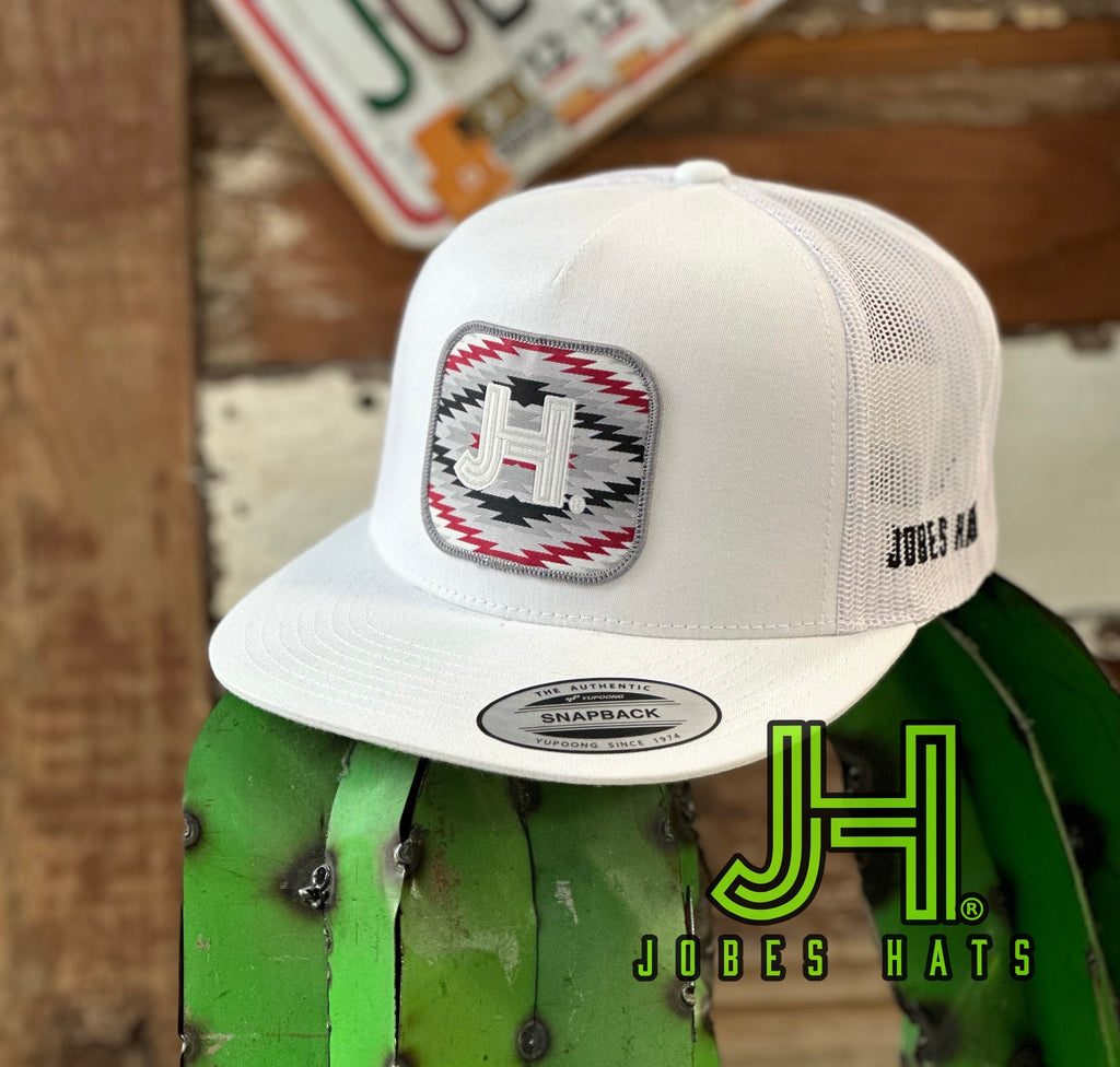 New 2023 Jobes Hats Trucker Cap -All White Zig Zag Patch - Jobes Hats