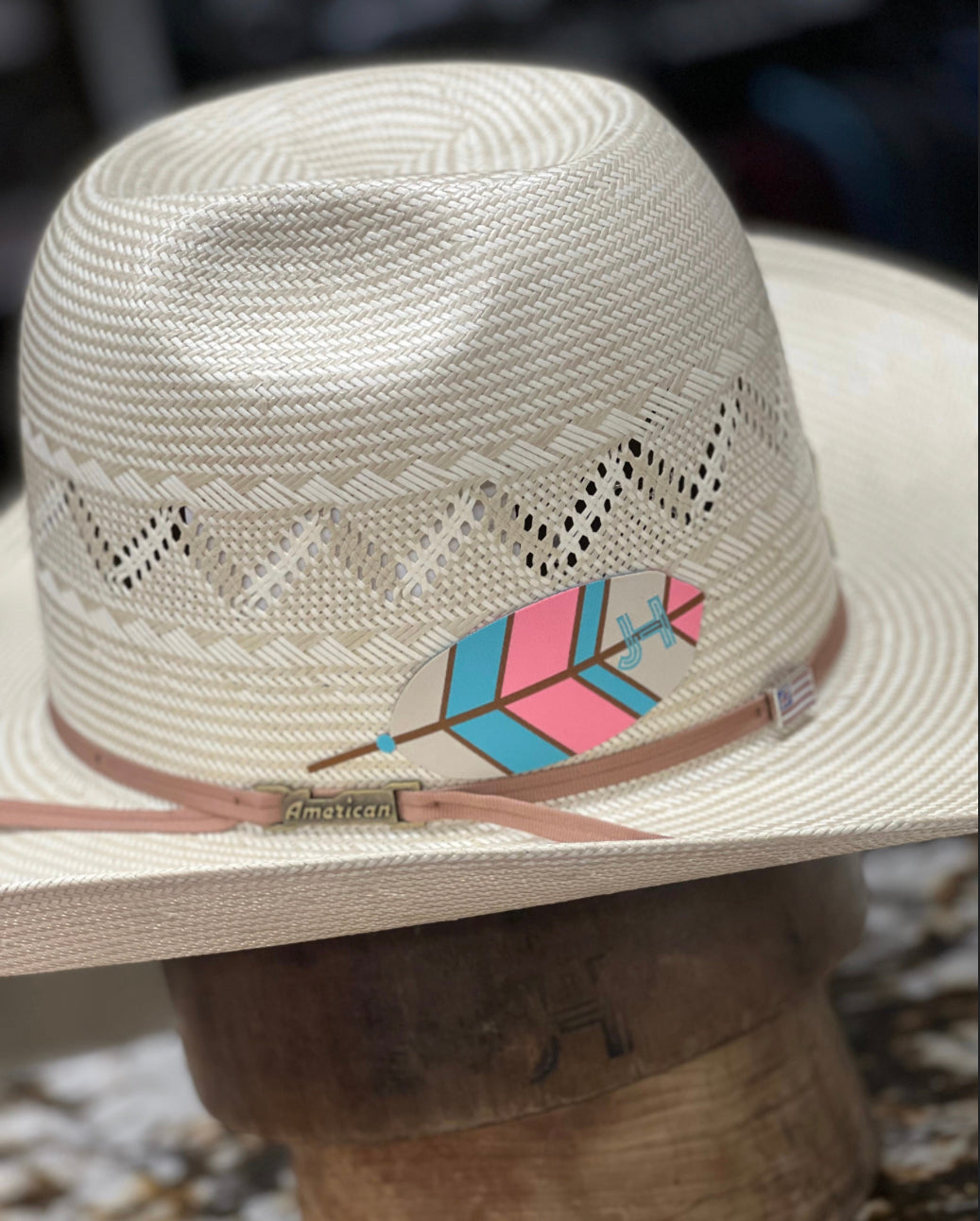 Jobes Hats - Patch/sticker Pink/Turq feather - Jobes Hats