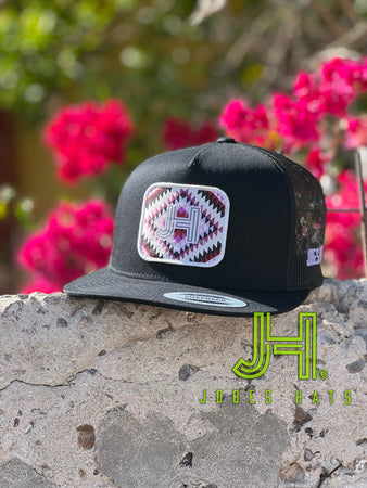 New 2022 Jobes Trucker Cap- All Black Purple Aztec Patch - Jobes Hats