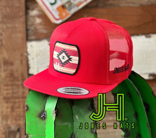 NEW 2023 Jobes Trucker Cap - All Red Aztec Maroon patch - Jobes Hats