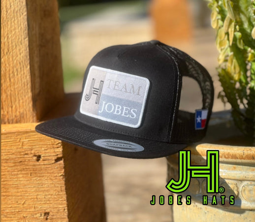 2022 Jobes Hats Trucker -All Black Team Jobes white patch - Jobes Hats