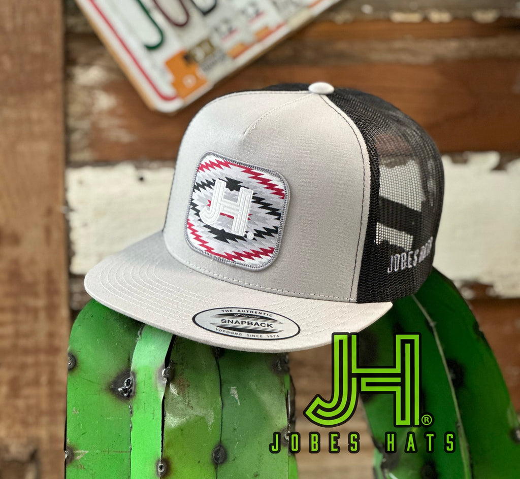 New 2023 Jobes Hats Trucker cap - Silver/Black zig zag patch - Jobes Hats