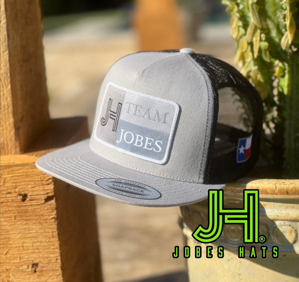 2022 Jobes Hats Trucker- All Grey Silver/Black Team Jobes white patch - Jobes Hats