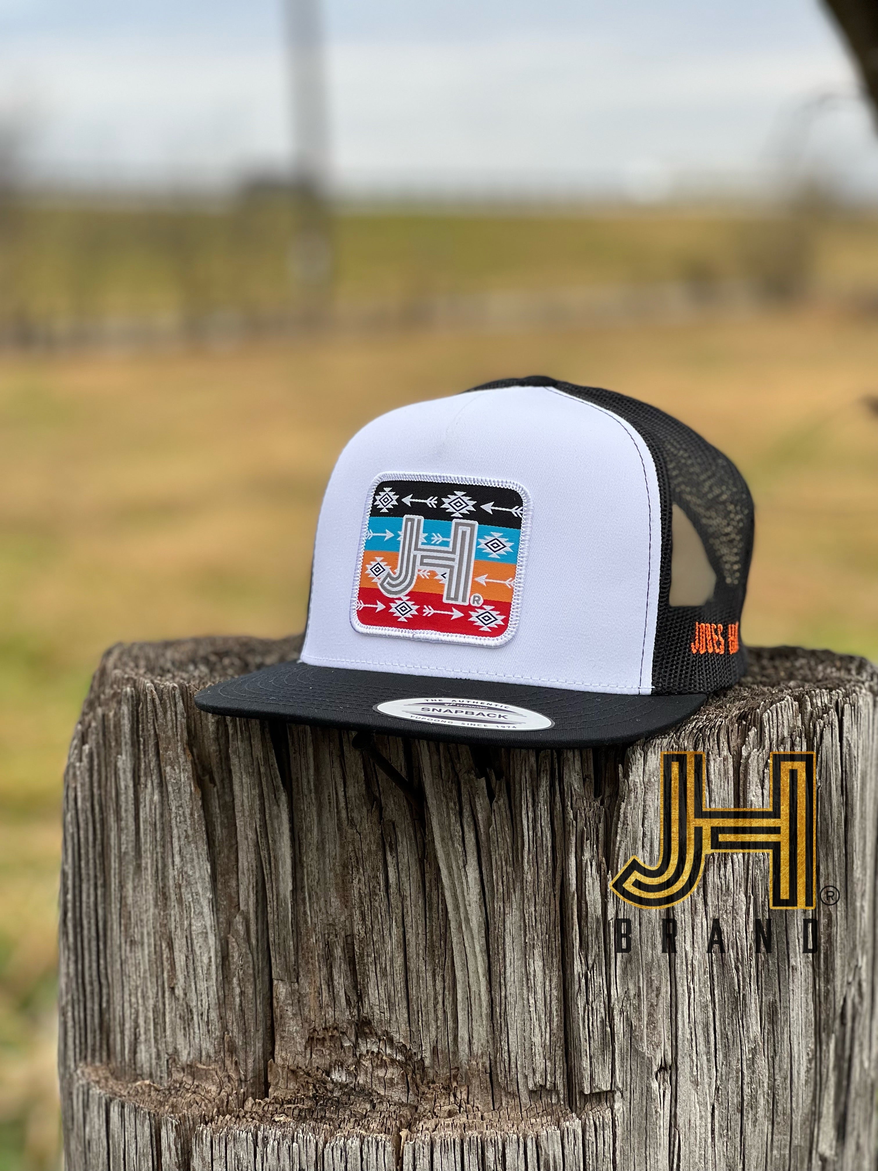 New 2022 Jobes Trucker Cap-  White/Black Arrow Patch - Jobes Hats