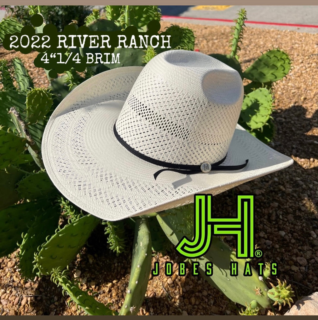 2022 Jobes Hats Straw Hat “River Ranch” 4”1/4 Brim (Comes open and flat) - Jobes Hats