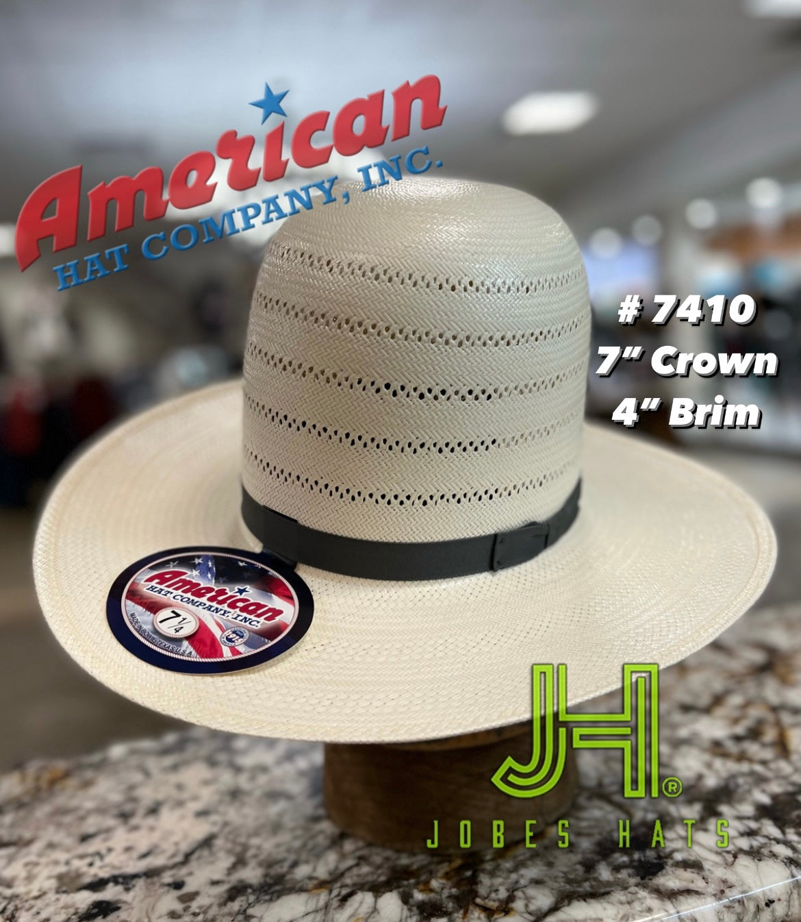 2021 American Hat 🇺🇸 #7410 7” Tall Crown R/O 4” brim - Jobes Hats