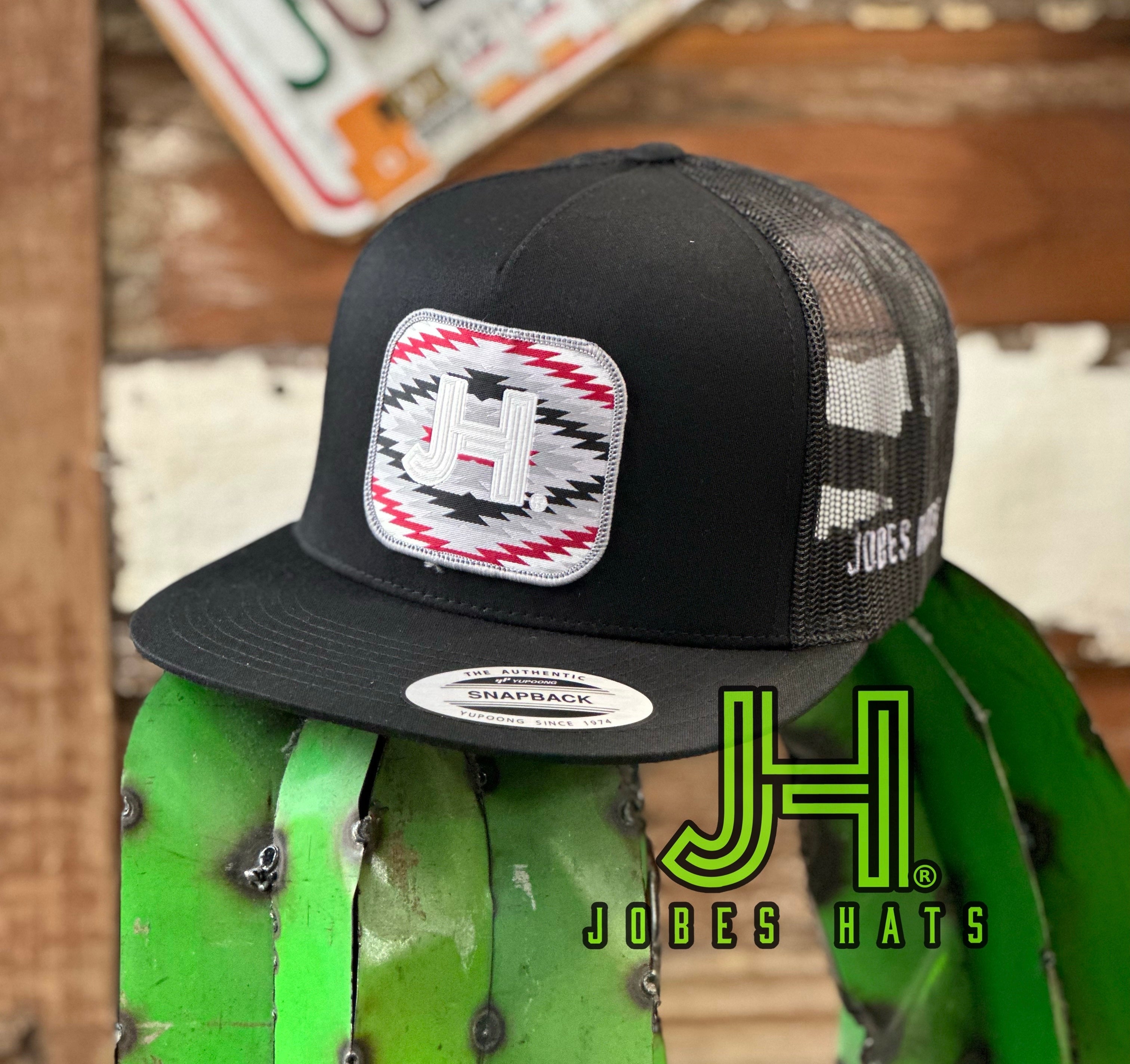 New 2023 Jobes Hats Trucker Cap -All Black Zig Zag Patch - Jobes Hats
