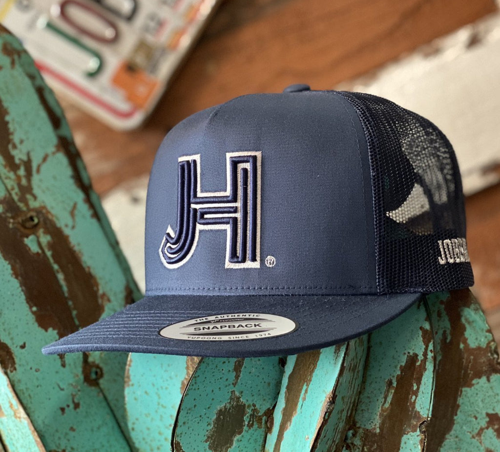 Jobes Hats Trucker - All Navy with Navy JH/Silver outline - Jobes Hats
