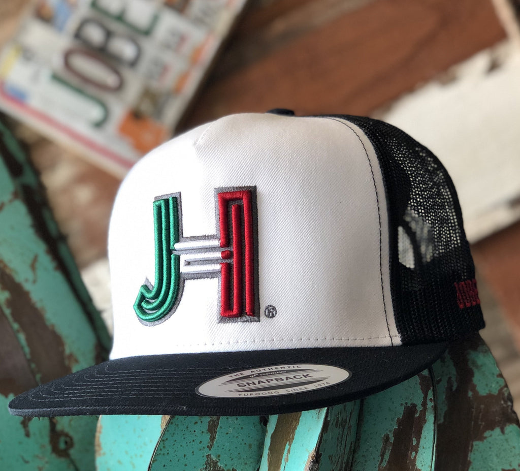 Jobes Hats Trucker - Black/White- 3D Mexico JH/Silver outline - Jobes Hats