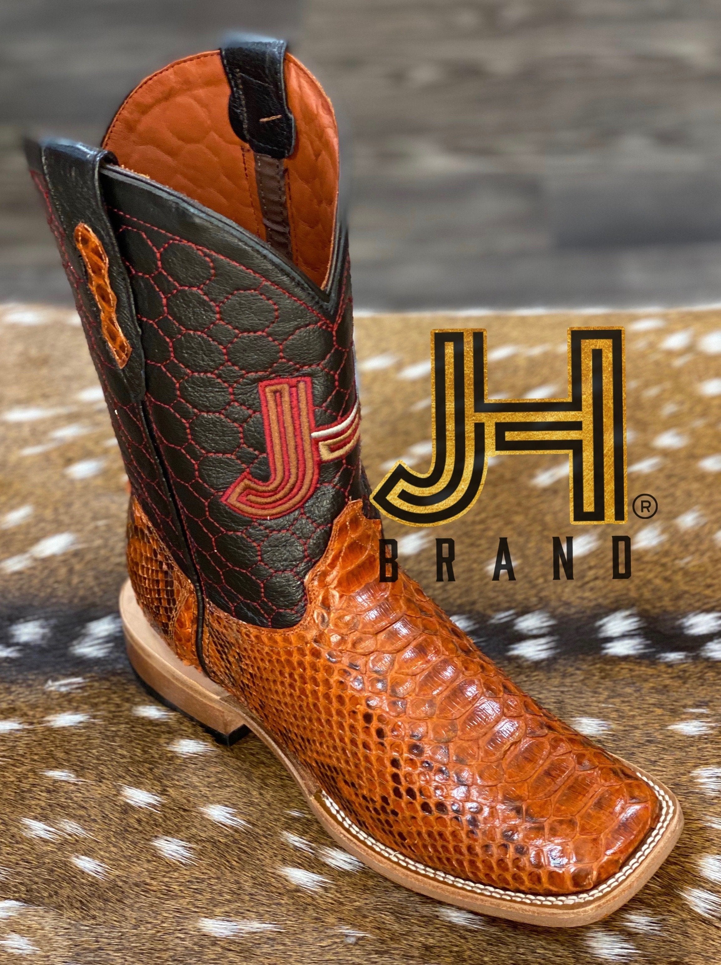 Python square toe boots store