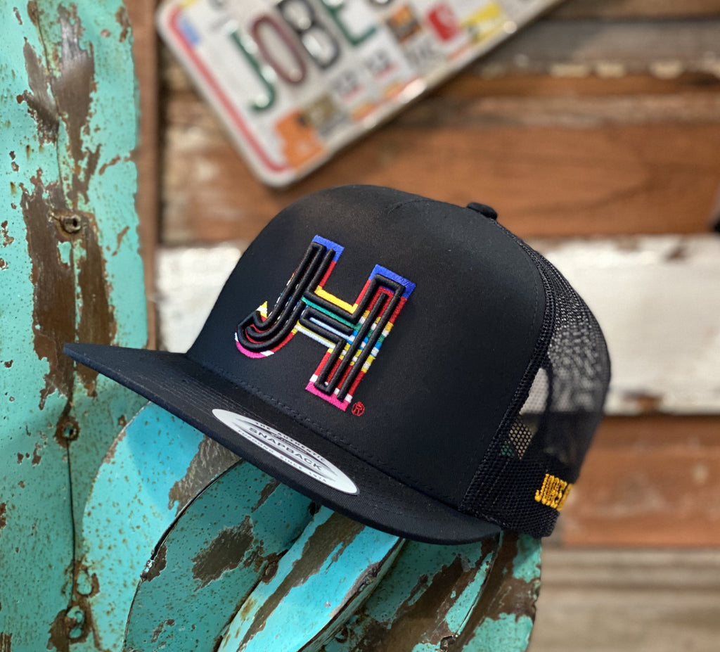 New 2020 Jobes Hats Trucker - All Black 3D black/Serape outline - Jobes Hats