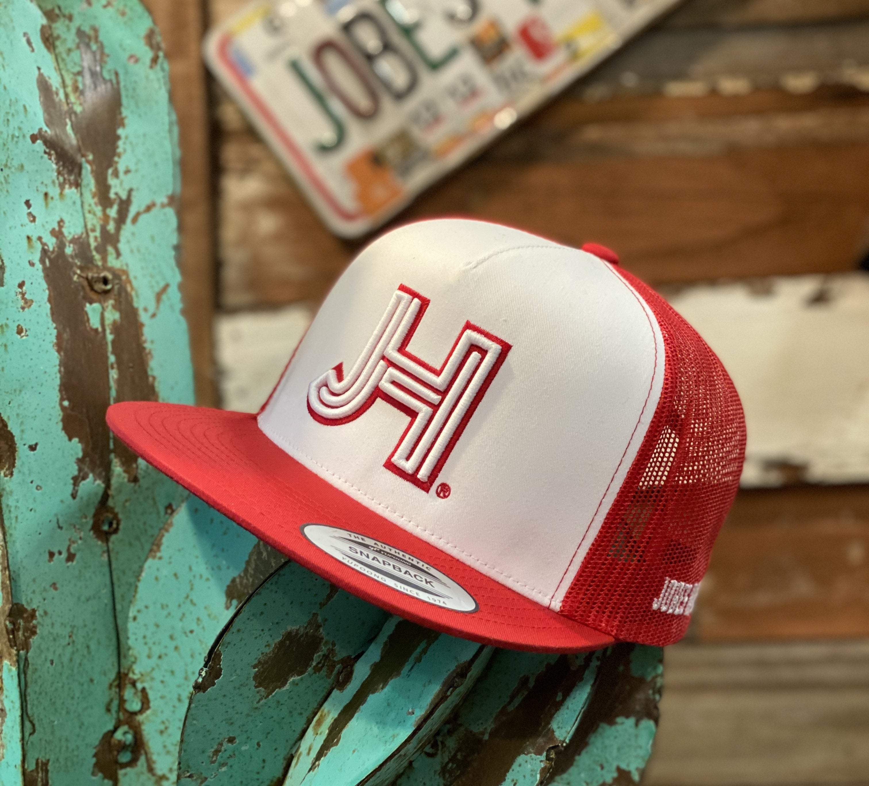 New 2020 Jobes Hats Trucker - Red/White- 3D white JH/Red outline - Jobes Hats