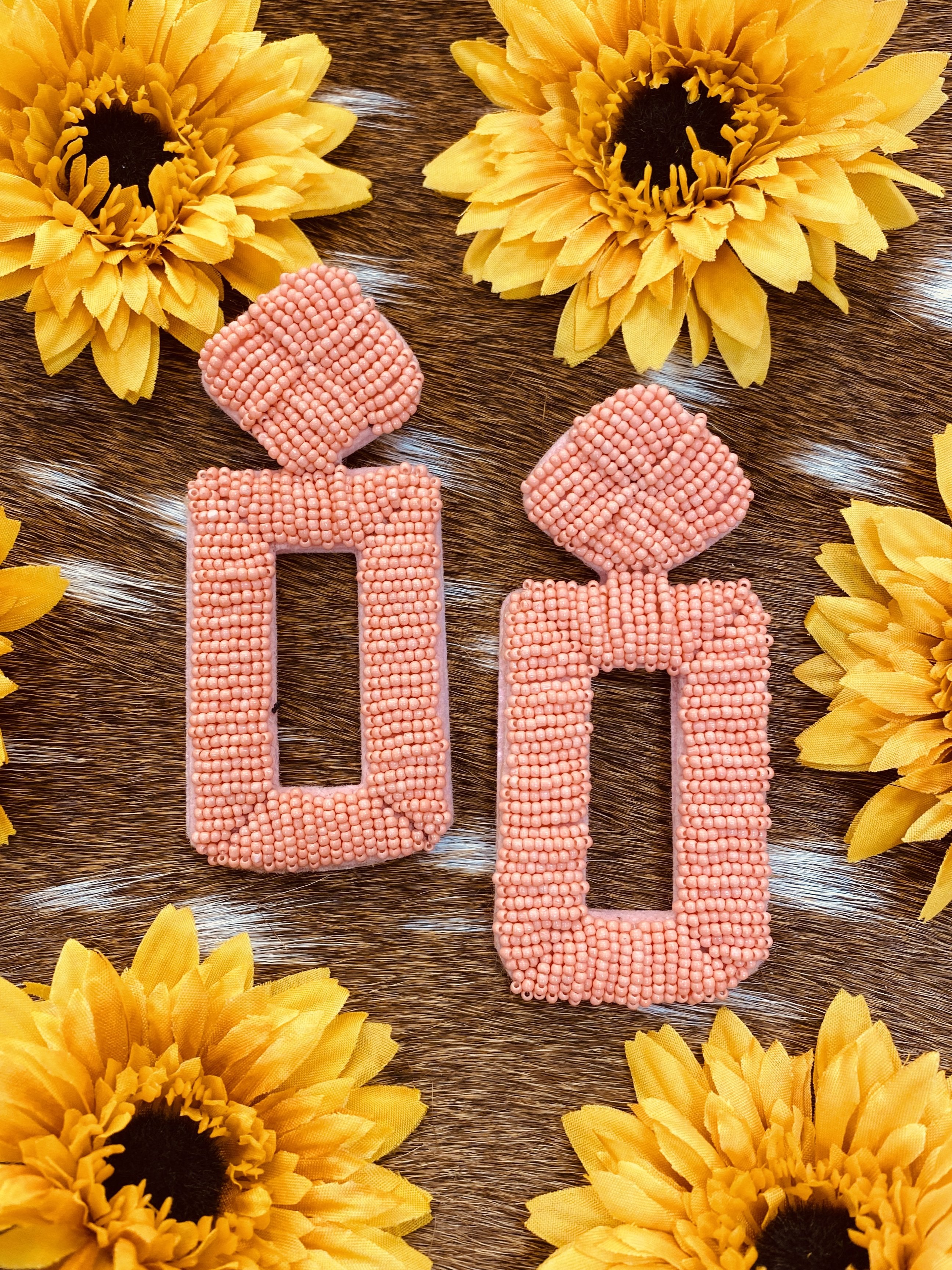 Rectangle Coral Colombian Handmade Earrings - Jobes Hats