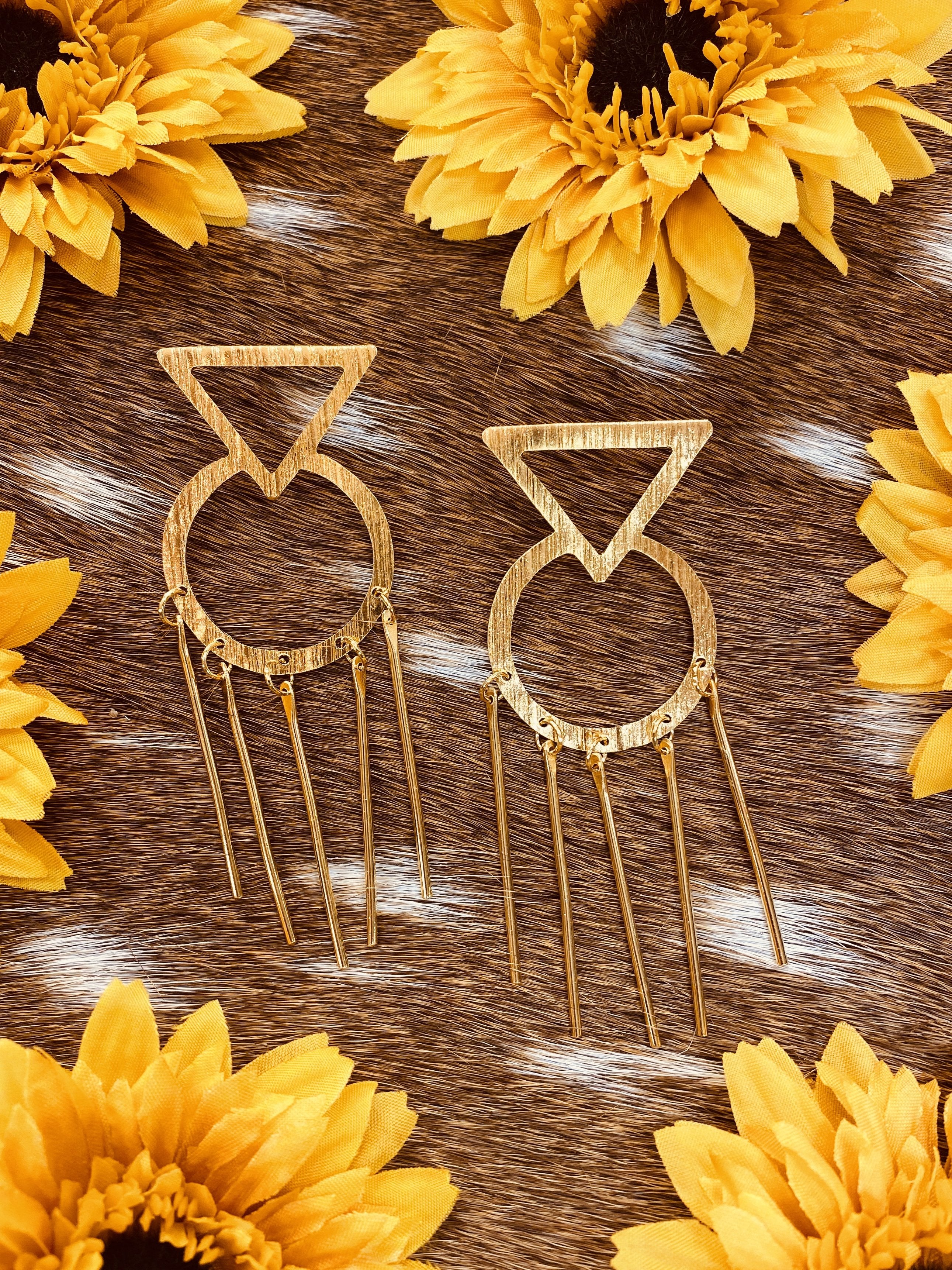 Retro Fringe Gold Colombian Handmade 24k plated Earrings - Jobes Hats