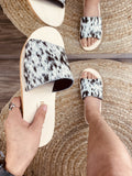 Salt/Pepper Cowhide Womens Sandals
