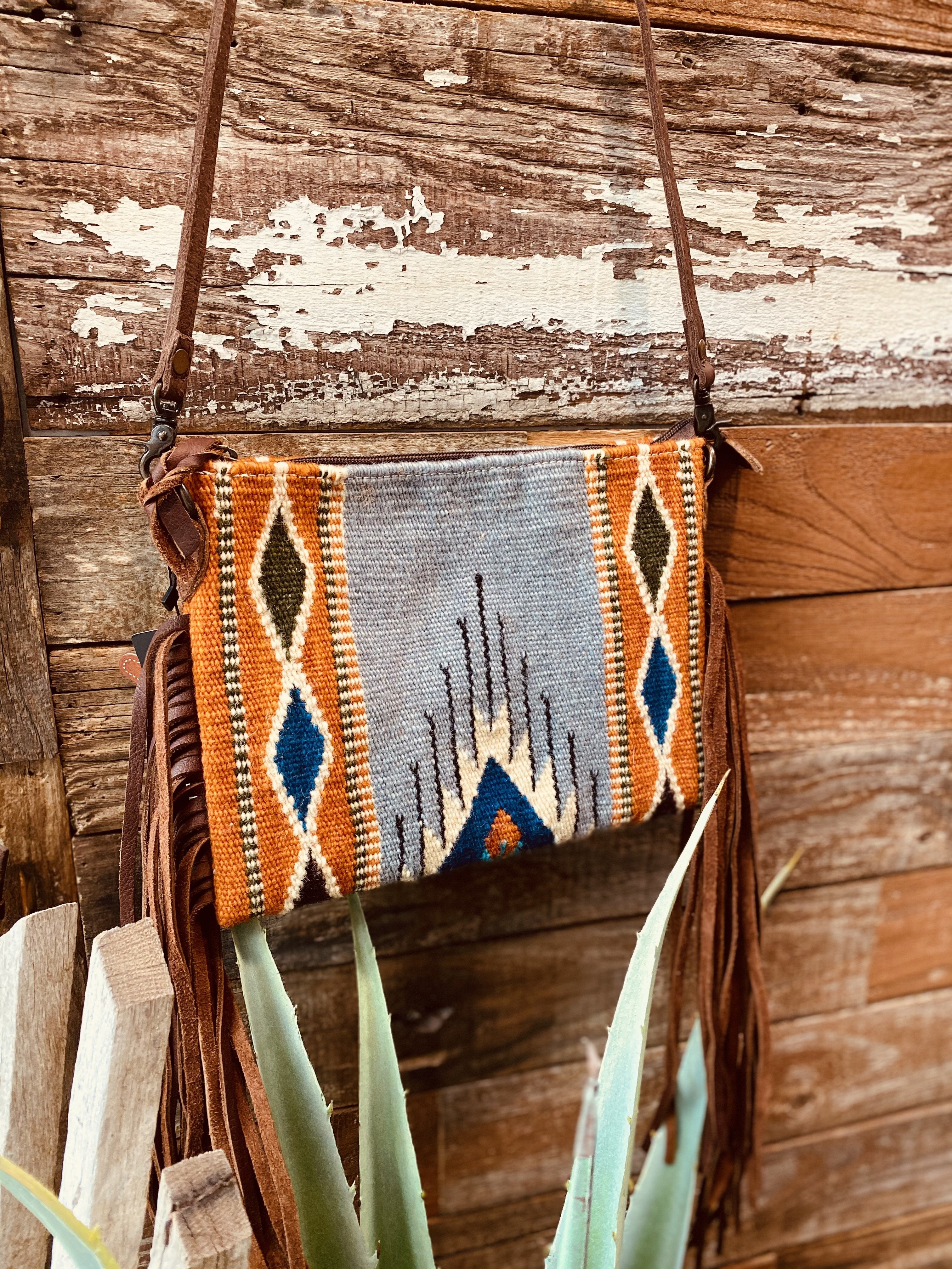 Small Orange Fringe Aztec Crossbody Purse-JH Boutique-Jobes Hats