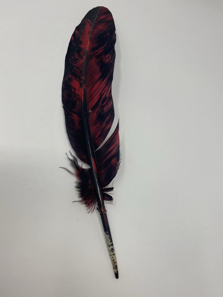 Turkey Feather- RED Painted Turkey Feather - Jobes Hats