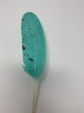 Turkey Feather- Turquoise Painted Turkey Feather