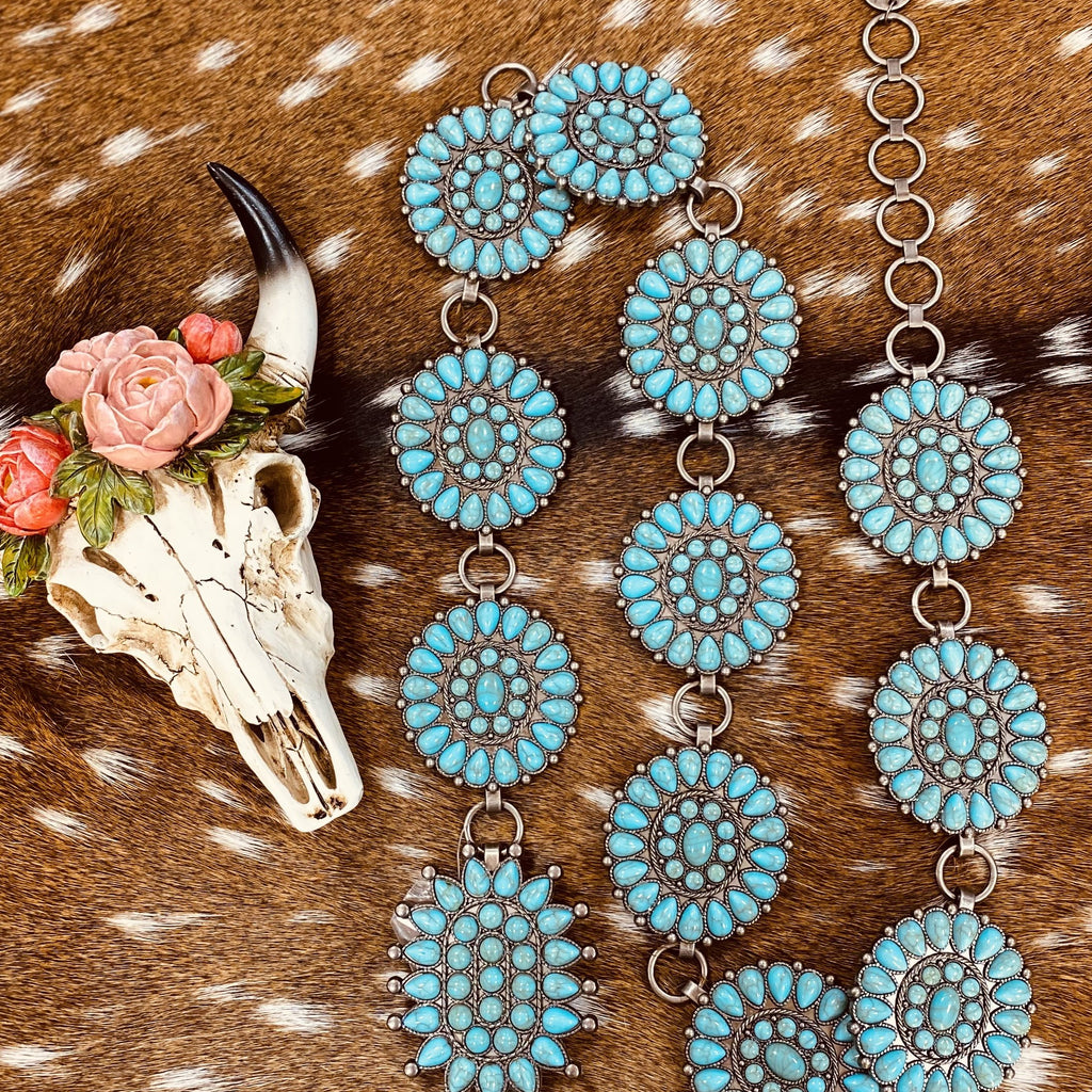 Women’s Turquoise Chain Concho Belt
